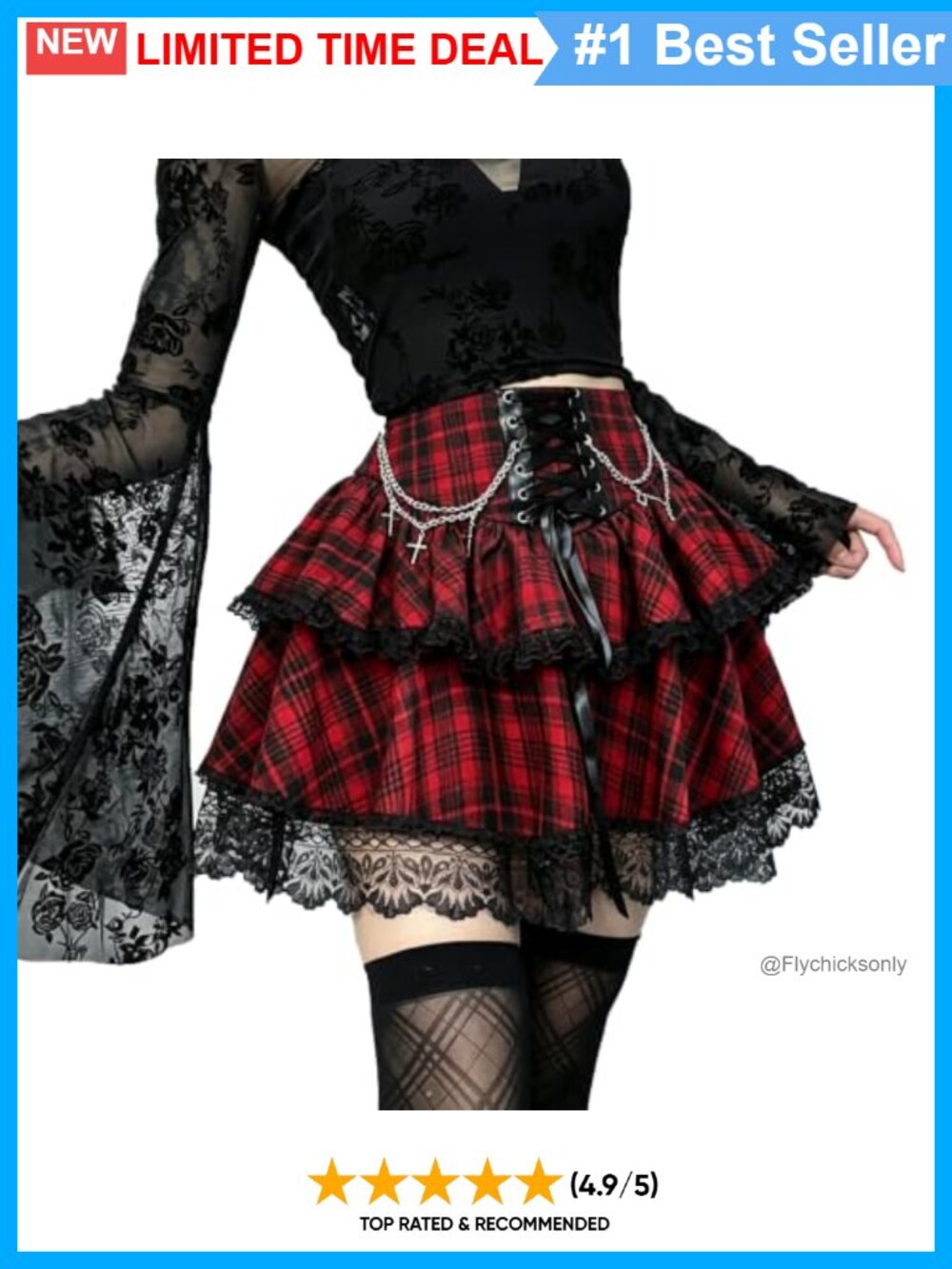 Gothic Lace Up Ruffle High Waist Mini Skirt Polyester Spandex Y2K Punk Emo